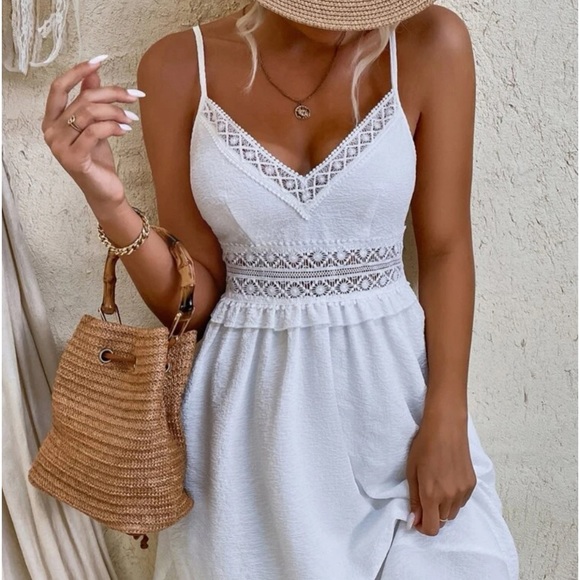 New V Neck Ruffle Trim Cami Dress - Picture 8 of 8